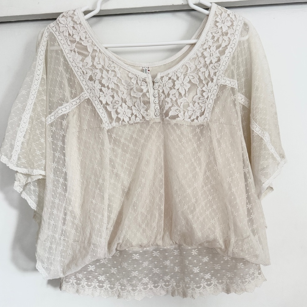 Y2K Free People romantic lace cottagecore boho top Medium